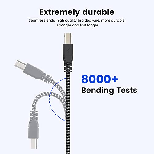 MOSWAG 3.28 FT/1m Тип C ДО USB Б Кабел НАЈЛОН Плетенка USB C Миди Кабел Печатач Кабел За Скенер Со Метален Конектор Компатибилен Со AiO, HP, Canon, Samsung Печатачи И Многу Повеќе