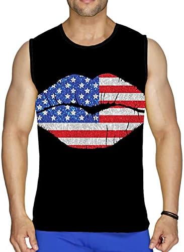 Ден на независноста Тенкови За Мажи Лето Плус Големина Кошули Без Ракави Американско Знаме Графички Секојдневен Тренинг На Плажа