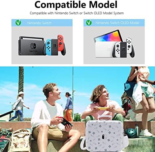 Случај за носење на Делукс за Nintendo Switch/Switch OLED модел, преносна целосна заштита тврда обвивка мека постава за складирање на туристички систем за складирање компатиби