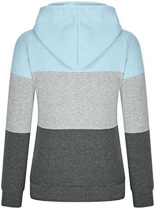 Женски обични бои за блокирање на бои, шарени печатени џемпери со долги ракави, влечејќи врвови на врвови кошули со кошули со