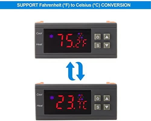 Надградба на AC 110V-220V дигитална контролор на температурата Фаренхајт и Центриград Термостат Контрола Контрола на предупредување за