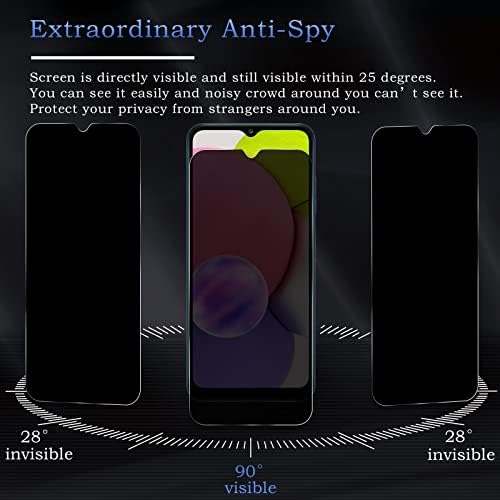 2 Пакет Заштитник На Екранот За Приватност За Samsung Galaxy A03s, Филм За Калено Стакло За Приватност [9h Цврстина] [Без Меур] [Доказ За