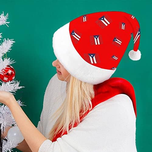 Порторико Земја Знаме Смешни Божиќ Шапка Дедо Мраз Капи Краток Кадифен Со Бели Манжетни За Божиќ Празник Партија Декорација Материјали