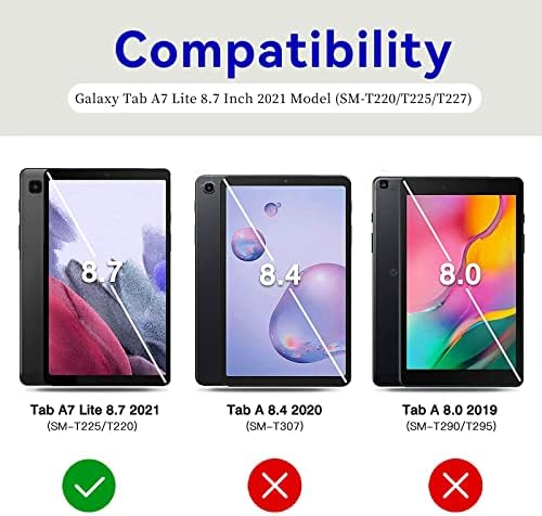 Случај за Samsung Galaxy Tab A7 Lite 8,7 инчи 2021 Model 360 степени ротирачки вртливиот штанд Пу кожен капак со автоматско