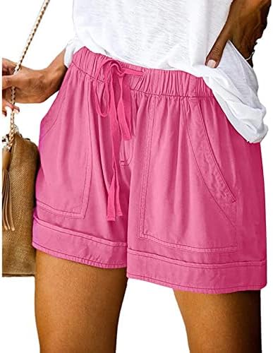 Sgasy Women Classic Belted Loose Cargo Shorts се тркалаше со ширина на полите секојдневни обични панталони