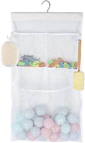 ALYER Multifunctional Bath Toy Organizer,2-in-1Hanging Mesh Shower Caddy,No Suction Cup Needed,Installation Free