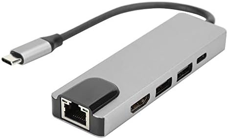 FAMKIT USB C Центар 5-во - 1 Тип C АДАПТЕР USB C Центар НА RJ45 Gigabit Ethernet со 2 USB 2.0 Порти 4K HDMI Тип C RJ45 LAN Адаптер