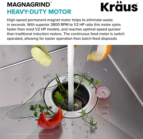 Kraus KWD110-50MBL отпадни плодови со голема брзина 1/2 КС Континуирана храна ултра-тивко моторно отпадоци со брзо поврзување, црно