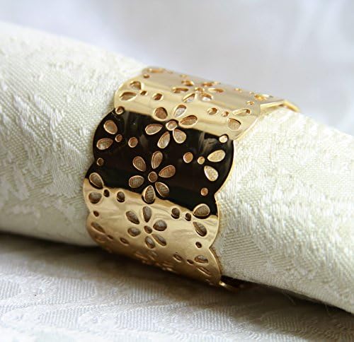 QN17052302 Прстен за салфетка од злато метал, прстен за венчавки од салфетка 12 парчиња