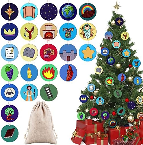 24 Парчиња КОМПЛЕТ ЗА Украси ЗА Украси За Дрвја САМ Џеси За Доаѓањето На Божиќ Орнаменти Од Дрвја Календарски Симболи И Шаблони