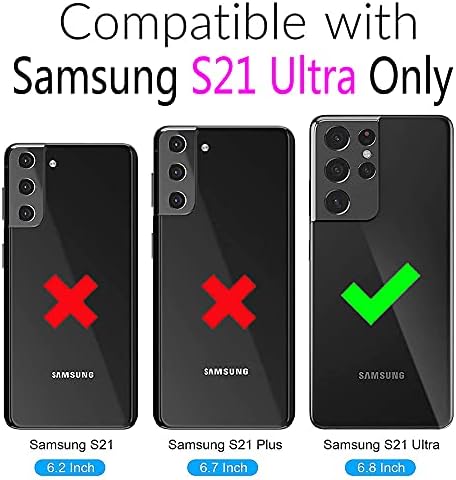 Компатибилен Со Samsung Galaxy S21 Ultra Glaxay S21ultra 5G Паричник Случај Crossbody Ремен За Рамо Стојат Мулти-Функција 2in 1 Одвојува