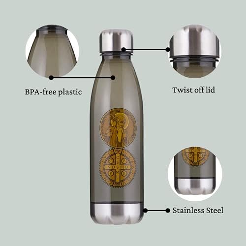 Христијанско шише со вода Свети Бенедикт БПА бесплатно да одиме на Тумблер, од не'рѓосувачки челик од капакот и дното, религиозен дизајн на печатење на медал за бен?