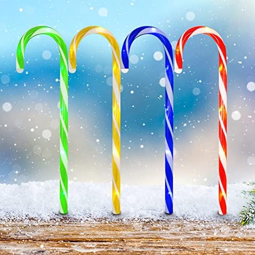 Божиќни украси Светла за бонбони од трска - маркери за Божиќни патеки со 8 режими на светлина, 21 инчи Божиќни бонбони патеки за патеки за градинарски