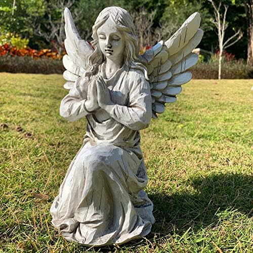 Рацете за градинарска статуа Ангел Религиозна самовила скулптура водоотпорна декоративна фигура уметност декор за внатрешен двор,