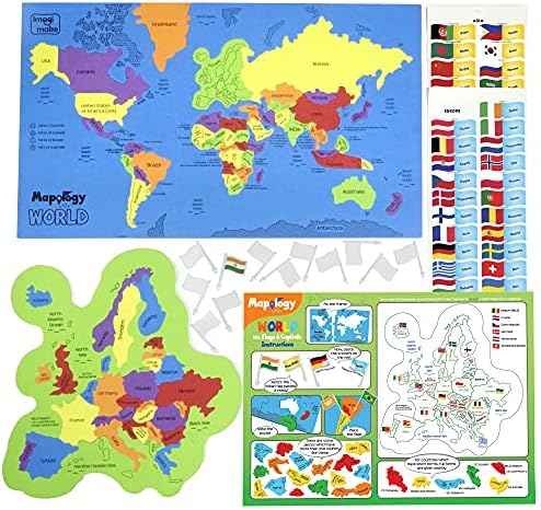 Имагимаке Мапологија Мапа На Светот Загатка | Вклучува Знамиња На Светот | Едукативни Играчки За Деца 5-7 | Загатки За Деца На Возраст Од 4-8 | 6 Годишно Момче Подароци &з