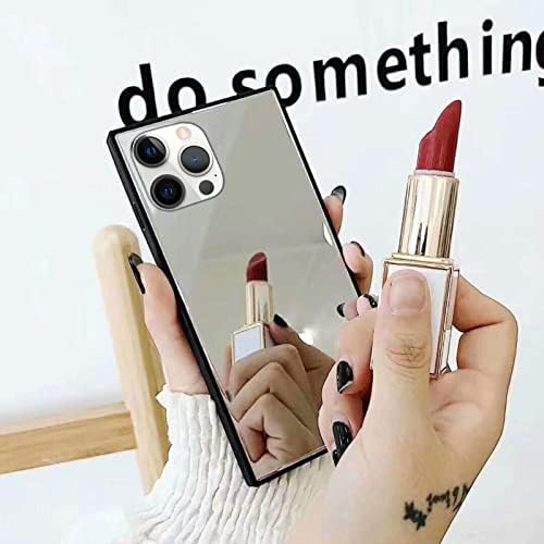 сопственик Дизајниран За Iphone 14 Pro Огледало Случај Квадратен Телефон Случај За Жени Девојки Шминка Слатко Стакло Сјајно Огледало