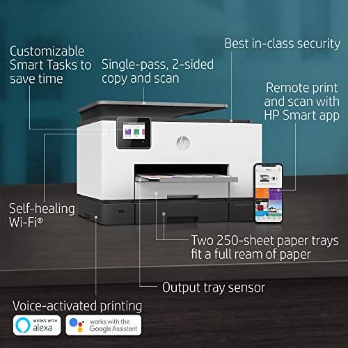 HP OfficeJet Pro 9020 се-во-еден безжичен печатач, со паметни задачи и напредни решенија за скенирање-за продуктивноста на паметната канцеларија,