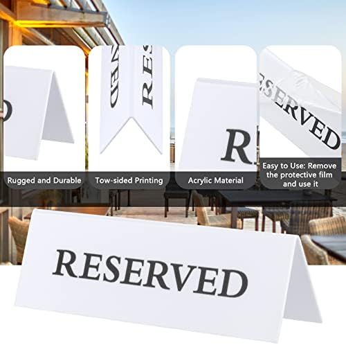 6 парчиња резервиран знак на табела, бели акрилни табели со знак за броеви, држачи за резервации за гости, знак за седиште во ресторани за свадбени