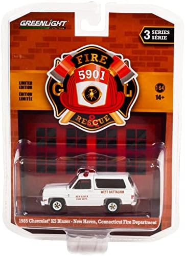 1985 Chevy K5 Blazer White White New Haven Fire Fire Wester West Batalion Fire & Rescue Series 3 1/64 Diecast Model Car By Greenlight 67030 D