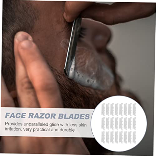 Beavorty 100pcs брич на брич на брада за бришење на брада за мажи Платинум обложени лопати со рачно лице брич човек што се бричи тело за коса,