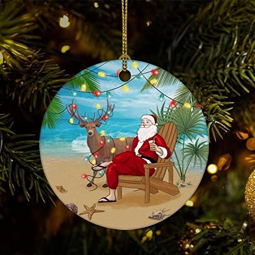 Божиќни украси за чувари Дедо Мраз на плажа керамички украси подароци украси палма елка елка што висат украси сувенири празници украси