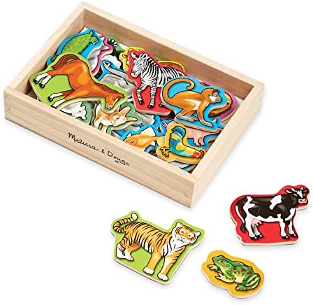 Мелиса и Даг Дрвени животински магнети | Развојна играчка | Когнитивни вештини | 2+ | Подарок за момче или девојче