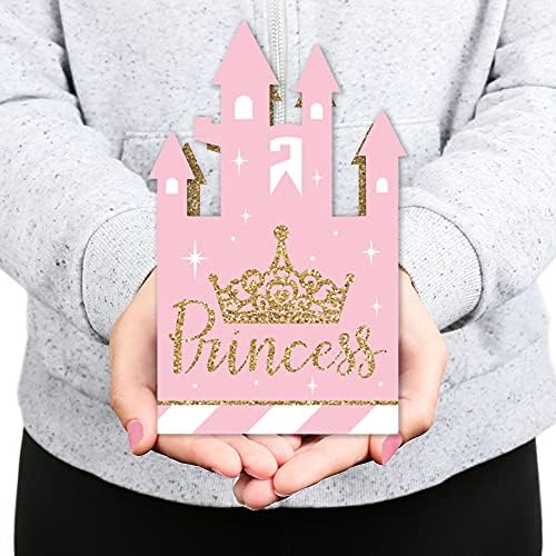 Голема точка на среќа Малата принцеза круна - розова и златна принцеза бебе туш или роденденска забава Повозни кутии за подароци - кутии за замоци - сет од 12