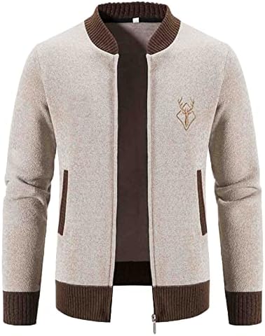 Јакни за кардиган за машки џемпери во Beuu, 2022 есен зимски патент плетен тенок фит палто за крпење на палење безжична надворешна облека