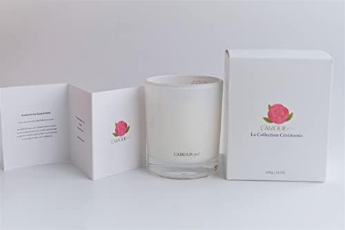 Луксузна рачно изработена свеќа за размачкана направена w/бела мудрец, лаванда, роза, суров аметист и суров розов кварц | Измама, медитација, чистење на енергија