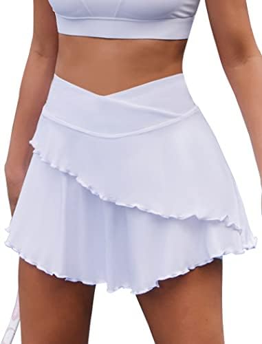 Корорун жени тениски здолниште кросовер голф Скортс здолништа со атлетско здолниште со лесни здолништа со 3 џебови за трчање тренингот