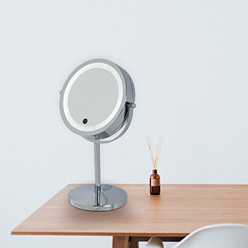 Truu дизајн вшмукување козметичко секојдневно огледало со LED светла, 7,75 инчи, сребро