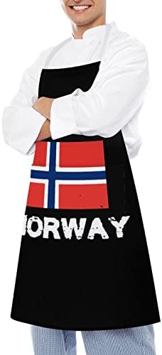 Норвешка Национална Гордост Норвешко Знаме Возрасни Прилагодливи Престилка Со Голем Џеб Готвење Кујна Престилки За Мажи Жени