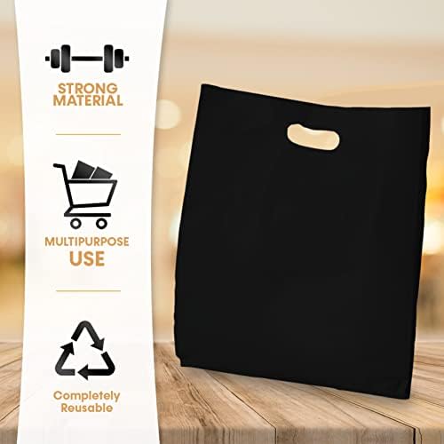 Чанти со црна пластична продавница за производи, различни големини 9 x12, 12 x15, 15 x18 пакувања од 100/200/500 торби за малопродажни производи I рециклираат