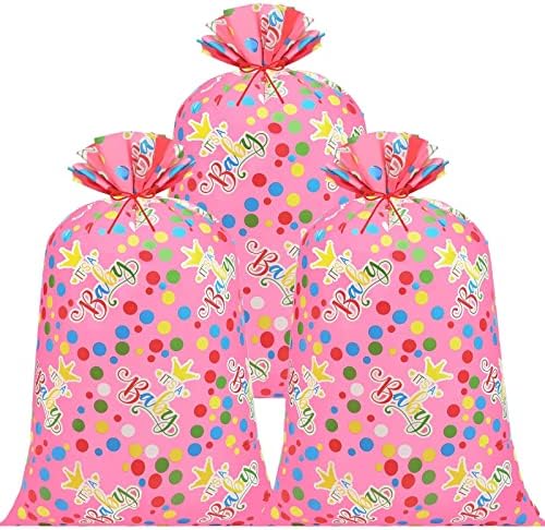 3 Парчиња Џамбо Торба За Подароци Од 56 Инчи Екстра Голема Торба За Туширање За Бебиња За Девојчиња Преголеми Пластични Кеси За Подароци