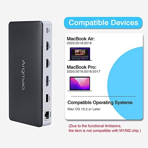 Дизајниран Специјално За Macbook Pro Air Со Троен Различен Дисплеј Во Продолжен Режим, 14 ВО 2 Usb C Лаптоп Докинг Станица, Двојна HDMI &засилувач; DP Монитор 4K, USB C/A Порта, PD, Ethernet,