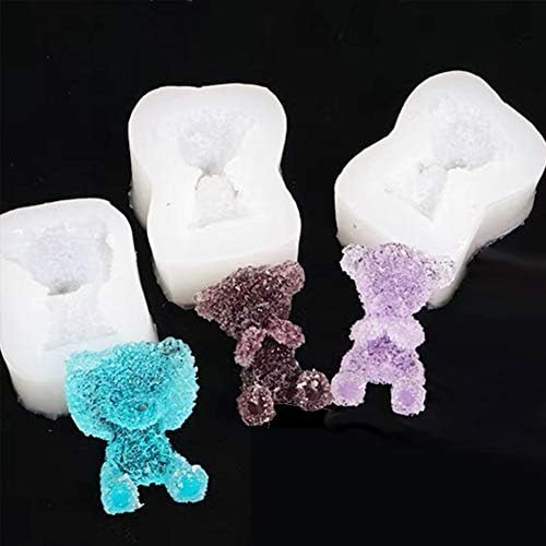 3 парчиња 3Д животинска мечка силиконска мувла Рачно изработена сапун од сапун, за декорација на торта, колаче, накит, тесто, полимерна глина,