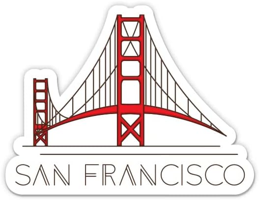 Сан Франциско Мостот Голден Гејт Калифорнија-5 Винил Налепница-За автомобил лаптоп јас-Рампа - Водоотпорен Налепница