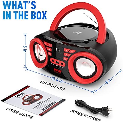 Pyle Преносни Цд Плеер Bluetooth Boombox Звучник-AM/FM Стерео Радио &засилувач; Аудио Звук, Поддржува CD-R-R/MP3/WMA, USB, AUX,