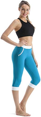 Рокороза Женски Јога Панталони Висок Струк Контрола На Стомакот Со Внатрешни Џебови Напојување Тренингот За Истегнување Капри Хеланки