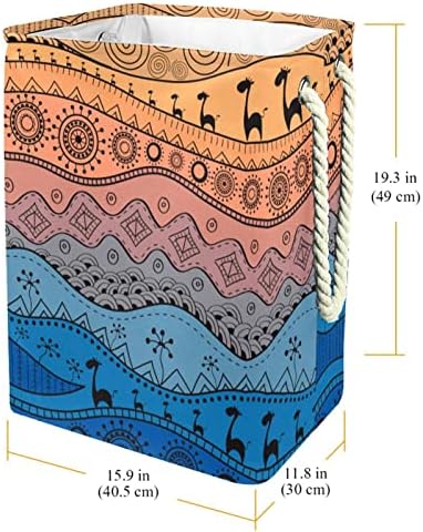 Апстрактна Етничка Цветна Жирафа Одраз Голема Пречка За Перење Со Лесна Рачка За Носење, Водоотпорна Корпа За Перење Што Се Склопува За Канти За Складирање Организ