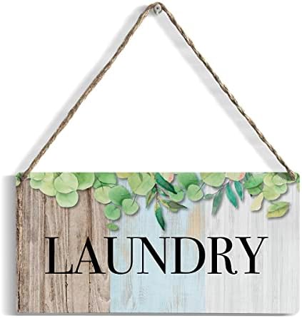 Рустикален еукалиптус дрво знак за перење алишта за перење дома, фарма куќа wallид, виси декор, дрвен wallиден уметнички декор декоративен знак