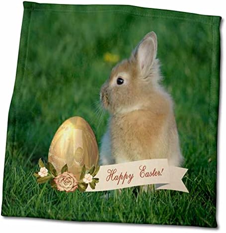 3drose зајаче зајак во тревата со велигденско јајце со рози, среќен Велигден - крпи