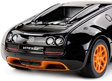 RASTAR RC CAR | 1:24 Bugatti Veyron 16.4 Grand Sport Vitesse Radio Radeation Control Racing Toy Car Model Model Model, црна/портокалова боја
