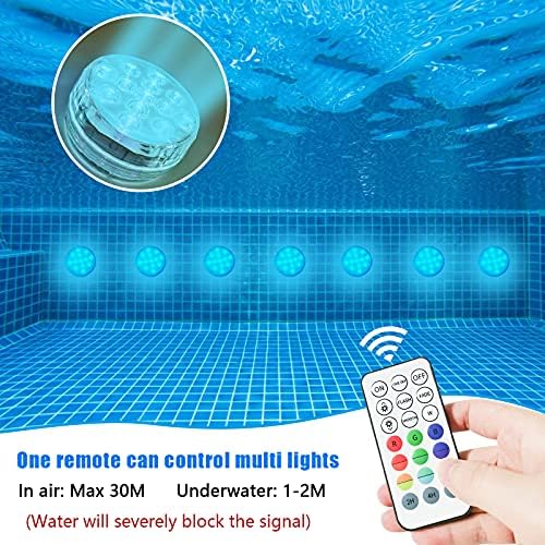 Sarel потопени LED светла за базени за надземни базени со далечински управувач, подводни езерцето светла водоотпорен базен ноќно