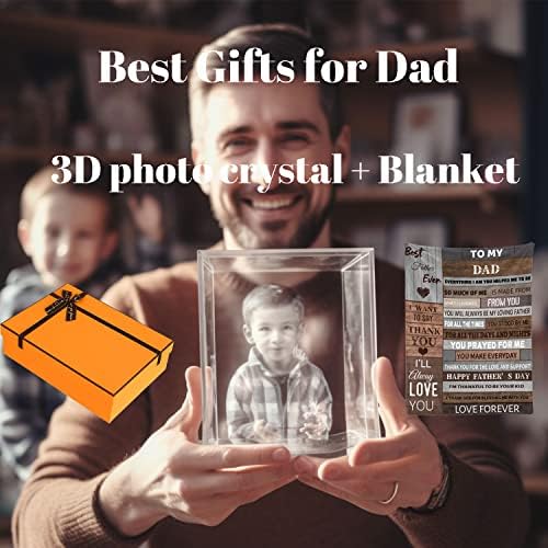 3Д кристални фото -подароци за мажи доаѓаат со ќебе, 3Д фото кристално персонализирани татковци на ден подароци со вашата слика, 3Д