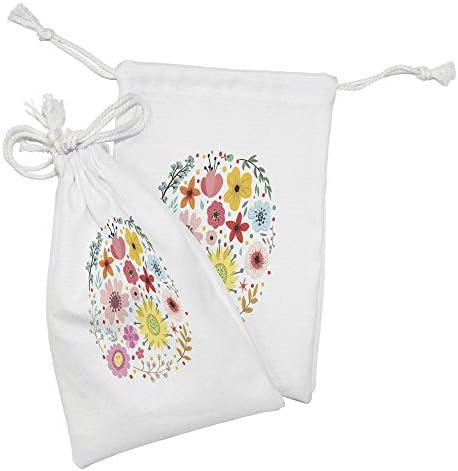Необична торбичка за цветна ткаенина од 2, апстрактни цвеќиња и билки со форма на зеленило во форма на венец за тема за славење,