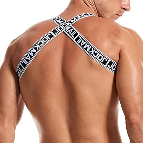 Mens Harness Mens истегнете фитнес лента за рамо на рамената, мажите култури на врвот на мускулите на градниот кош