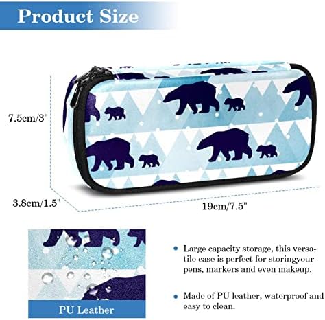 Голем капацитет молив случај поларна мечка ледена леденица за ледени материјали за молив торбичка торба за шминка за тинејџери девојчиња 7,5x3x1.5in