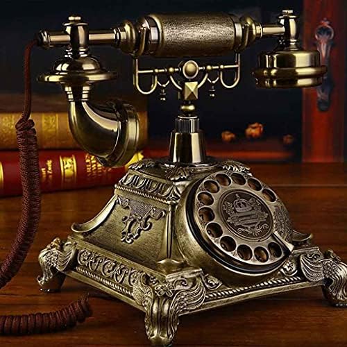 Mxiaoxia Rotate Vintage Fixed Telefone Revolve Dial Antique Tefhernes Fandline Телефон за канцелариски дом хотел направен од смола Европа стил