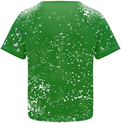 Вар зелени дами каваи врзани бои врвови снежни графички блузи кратки ракави против вратот среќен празник бранч врвови 2023 л